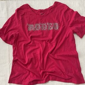 Liz And Me For Catherine's Pink Rodeo Sparkle Short Sleeve Tshirt 0X 14/16W